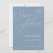 Dusty Blue | Manuscript Watermark Wedding Kaart (Voorkant)