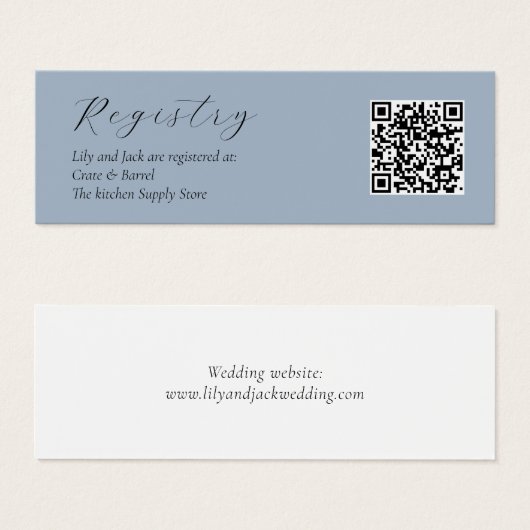 Dusty Blue Mariage Cadeau Registre QR Carte de boî (Devant & derrière)