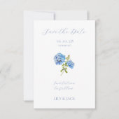 Dusty Blue Mariage Hydrangea Enregistrer La Carte  (Devant)