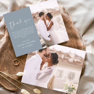 Dusty Blue Mariage Minimaliste Merci Cartes