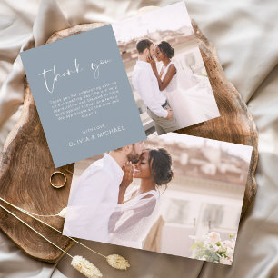 Dusty Blue Mariage Minimaliste Merci Cartes