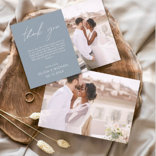 Dusty Blue Mariage Minimaliste Merci Cartes