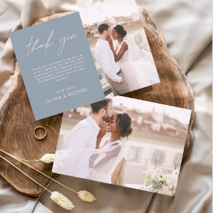 Dusty Blue Mariage Minimaliste Merci Cartes