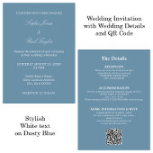 Dusty Blue Mariage QR Code RSVP Invitation
