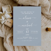 Dusty Blue Mariage Typographie moderne Invitation