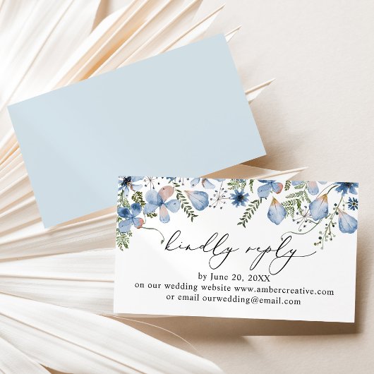 Dusty Blue Mariage Website Carte de boîtier RSVP
