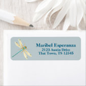 Dusty Blue Mariposa Dragonfly Address Label (Insitu)