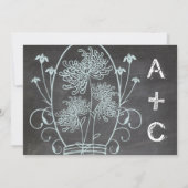 Dusty Blue Mason Jar Chalkboard Wedding Kaart (Achterkant)