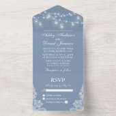 Dusty Blue Mason Jar String Lights Wedding All In One Uitnodiging (Binnen)
