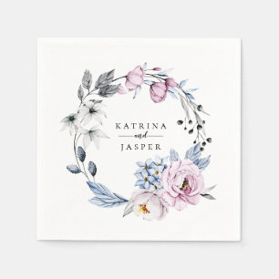 Dusty Blue Mauve bloemenkrans Servet