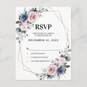 Dusty Blue Mauve Eucalyptus Geometrische RSVP Briefkaart (Voorkant)