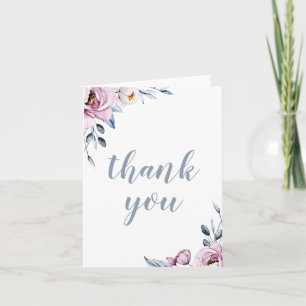 Dusty Blue Mauve Floral Mariage Merci