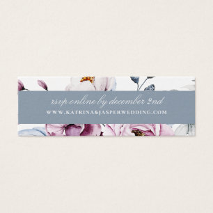 Dusty Blue Mauve Floral Wedding Website RSVP Mini Visitekaartjes