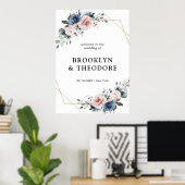 Dusty Blue Mauve Geometric Wedding Welkom Poster (Thuiskantoor)