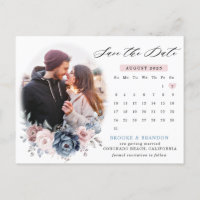 Dusty Blue Mauve Roos Fotokalender met datum