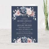 Dusty Blue Mauve Roos Pink Slate Floral Wedding (Voorkant)