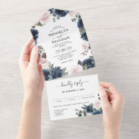 Dusty Blue Mauve Roos Pink Slate Floral Wedding