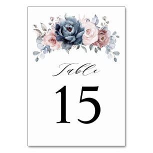 Dusty Blue Mauve Roos Pink Slate Floral Wedding Kaart