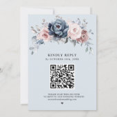 Dusty Blue Mauve Roos Pink Slate Floral Wedding Kaart (Achterkant)