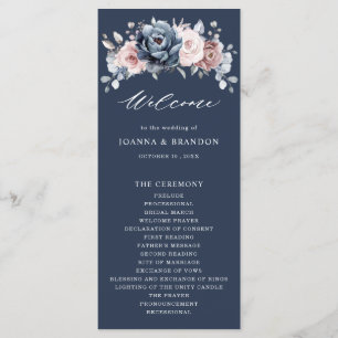 Dusty Blue Mauve Roos Pink Slate Floral Wedding Pr Programma