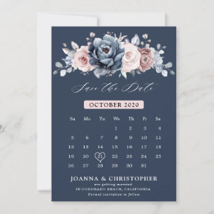 Dusty Blue Mauve Roos Pink Slate Floral Wedding S Save The Date