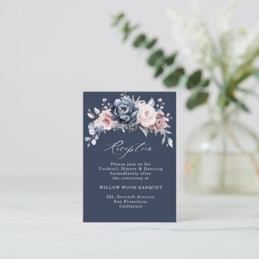 Dusty Blue Mauve Roos Pink Slate Reception Enclosu Informatiekaartje (Staand voorkant)