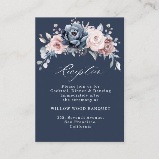 Dusty Blue Mauve Roos Pink Slate Reception Enclosu Informatiekaartje (Voorkant)