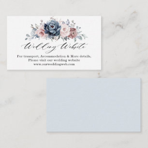 Dusty Blue Mauve Roos Pink Slate Wedding Website Informatiekaartje
