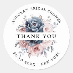 Dusty Blue Mauve Roos Pink Vrijgezellenfeest Dank  Ronde Sticker
