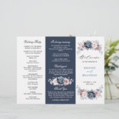 Dusty Blue Mauve Rose Mariage Tri-Fold Programme (Debout devant)