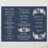 Dusty Blue Mauve Rose Mariage Tri-Fold Programme (Devant)