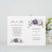 Dusty Blue Mauve Rose Pink Slate Mariage Programme (Debout devant)