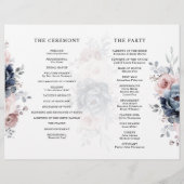 Dusty Blue Mauve Rose Pink Slate Mariage Programme (Dos)
