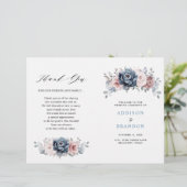 Dusty Blue Mauve Rose Pink Slate Wedding Programme (Debout devant)