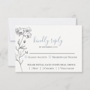 Dusty Blue Meadow Bruiloft RSVP Kaart