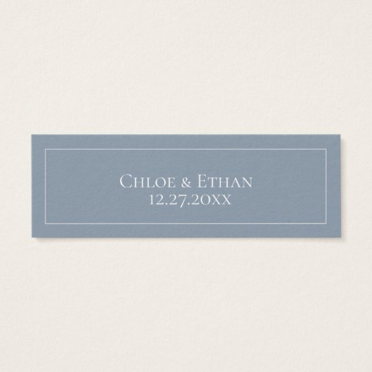 Dusty Blue Meadow Bruiloft Website Mini Visitekaartjes (Achterkant)