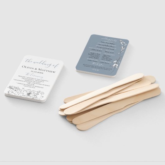 Dusty Blue Meadow Trouwprogramma Handwaaier (Niet-gemonteerd)
