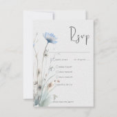 Dusty Blue Meadow Wildflower Modern Drie Diner RSVP Kaartje (Voorkant)