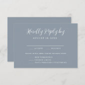 Dusty Blue Menu Choice Wedice RSVP Card (Devant / Derrière)