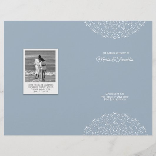 Dusty Blue met White mandal Wedding Program Flyer (Voorkant)