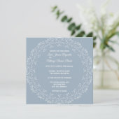 Dusty Blue met White Mandala Square Invitation Aankondiging (Staand voorkant)