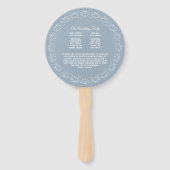 Dusty Blue met White mandala Wedding Program Fan Handwaaier (Achterkant)