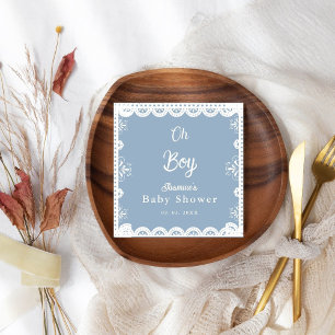 Dusty Blue mexican boy baby shower papel picado Servet