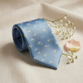 Dusty Blue Micro Floral Wedding Pattern Stropdas