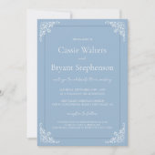 Dusty Blue Minimal Elegant Old Money Wedding Kaart (Voorkant)