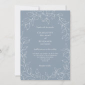 Dusty Blue Minimal Leaf Mariage Photo Invitation (Devant)