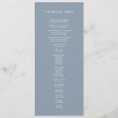 Dusty Blue Minimal Leaf Mariage Plat Programme (Dos)