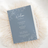 Dusty Blue Minimal Leaf Mariage plié programme