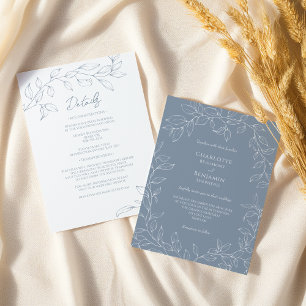 Dusty Blue Minimal Leaf Wedding Details Alles in é Kaart