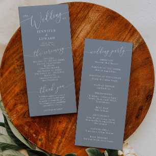 Dusty Blue Minimal Mariage Ceremony Programme